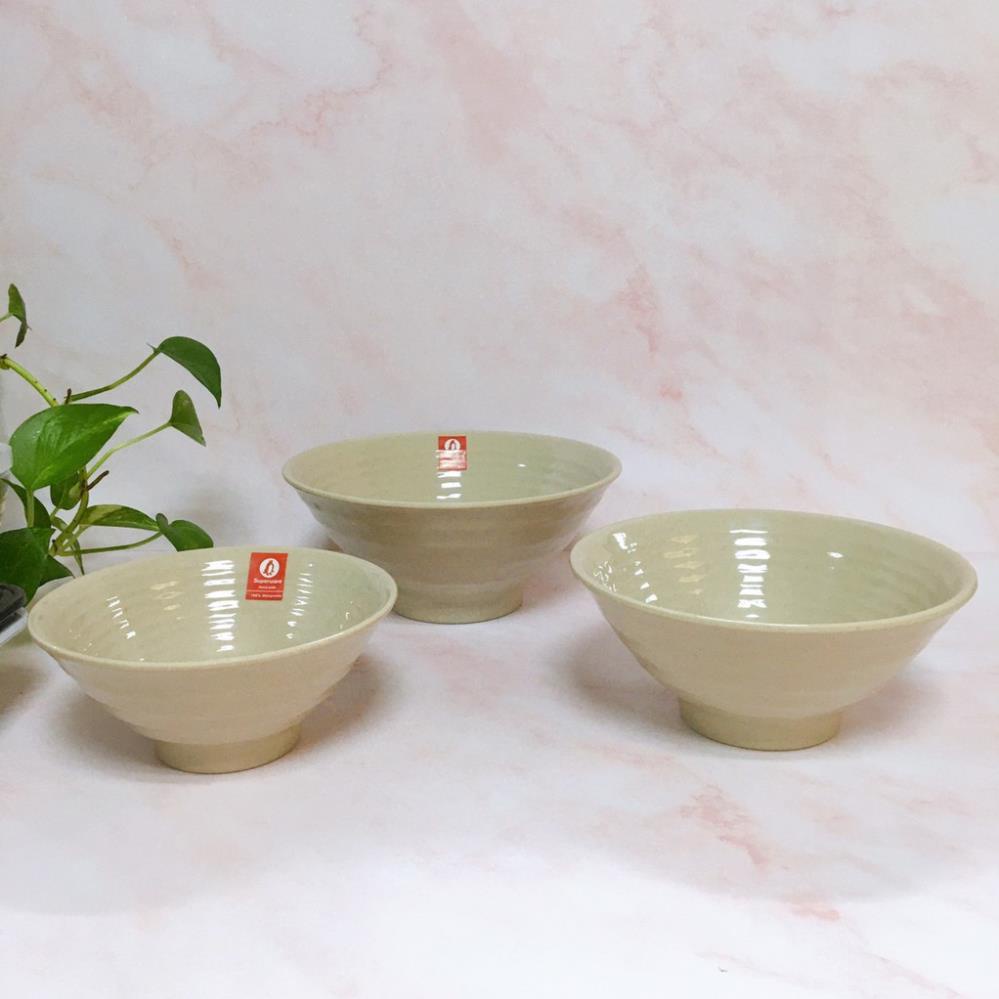 (HÀNG ĐẸP) Bát Canh Viền Nhựa Phíp 100% Melamine Nâu Đá - Stone
