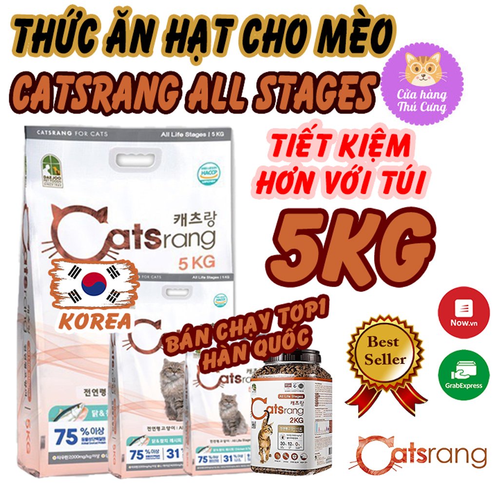 Thức Ăn Hạt Cho Mèo CATSRANG, Cats On Cho Mèo Mọi Lứa Tuổi Hàn Quốc - Túi 5kg