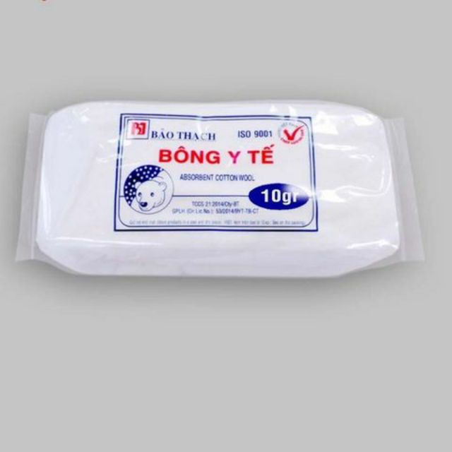 Bông y tế gói 10g - Thấm nước, sát trùng, vệ sinh vết thương