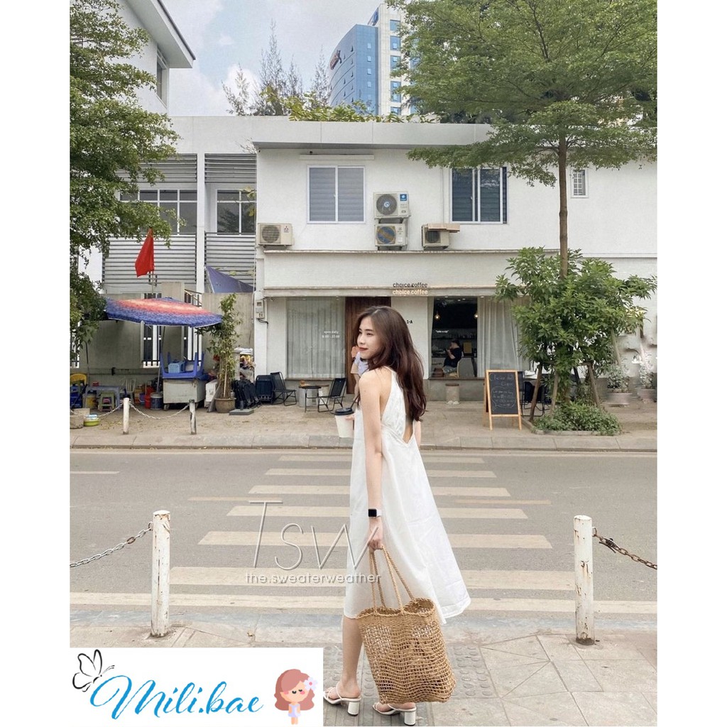 Váy Nữ, Váy Maxi Đi Biển, Váy Yếm Khoét Lưng Dáng Suông Siêu Xinh Mili Bae Store(có ảnh cận chất thật) | BigBuy360 - bigbuy360.vn