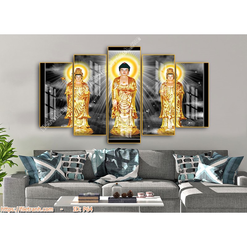 Tranh tráng gương treo tường 3d hình Phật