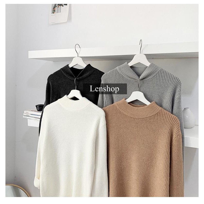 Áo len nam Unisex dài tay cổ 3 phân hạt gạo đẹp FAVITI AL72