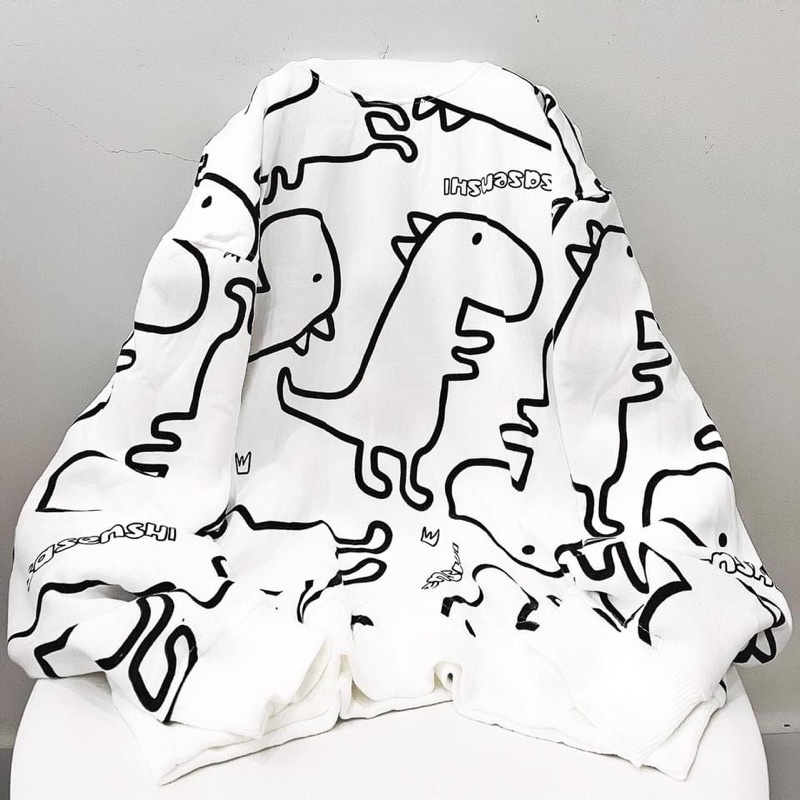 Áo sweater nỉ tay dài Khủng long unisex | BigBuy360 - bigbuy360.vn