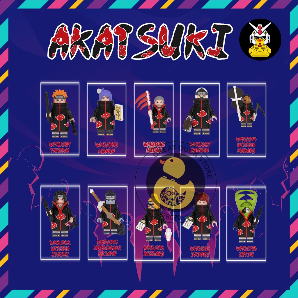 WM6105 WM6106 Minifigures Mô Hình Naruto Đồ Chơi Xếp Hình Nhân Vật Nhóm Akatsuki Nagato Yahiko Itachi Konan Zetsu