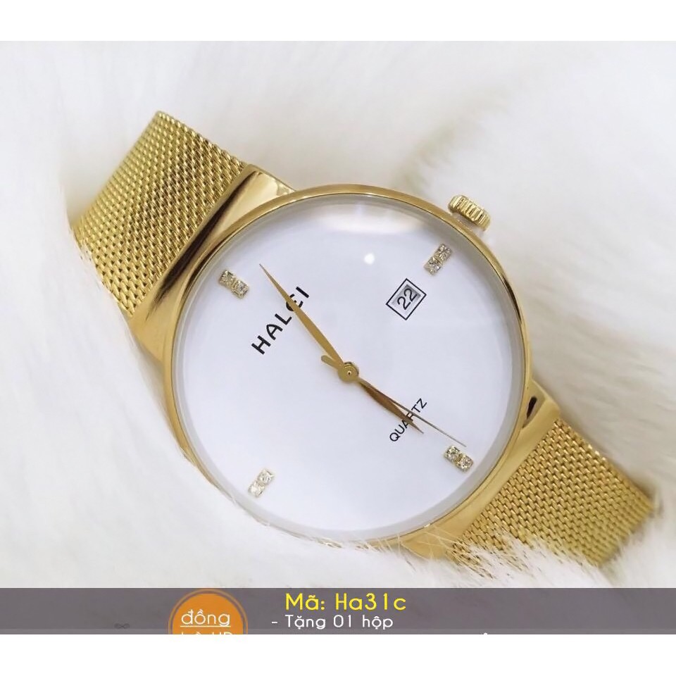 Đồng hồ cặp đôi dây thép lụa Halei Gold Classic | BigBuy360 - bigbuy360.vn