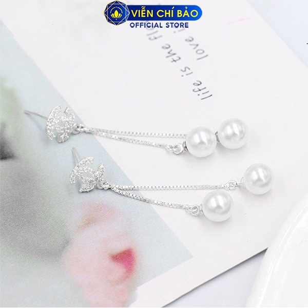 Bông tai bạc nữ chữ CC dạng thả quả cầu bạc 925 thời trang phụ kiện trang sức nữ thương hiệu Viễn Chí Bảo B400129