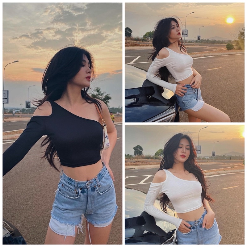 Áo croptop nữ tay dài ZUMBEE 2M