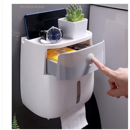 Hộp đựng Giấy Vệ Sinh ECOCO Cao cấp 2 tầng - Đa năng, Sang trọng, E1804 (màu ngẫu nhiên)