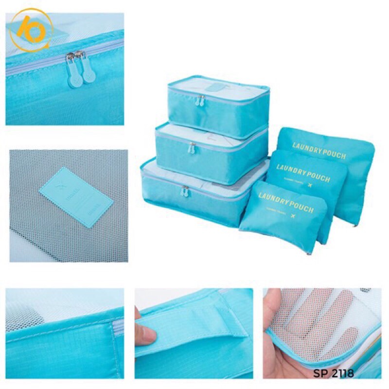 set 6 túi du lịch- Sét 6 Túi Mỹ Phẩm , Quần Áo Du lịch Tiện ích