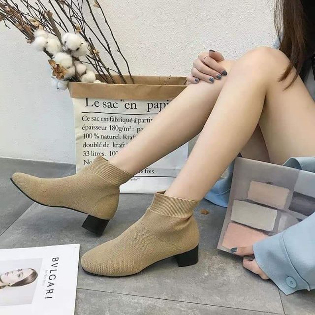 Boots len cổ ngắn nữ