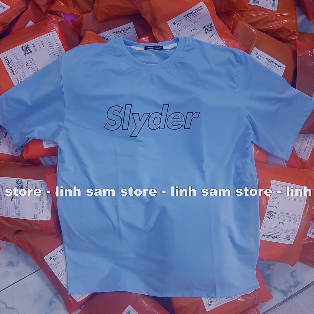 Áo thun nữ tay lỡ freesize phông form rộng dáng Unisex, mặc lớp, nhóm, cặp in chữ SLYDER màu xanh dương | BigBuy360 - bigbuy360.vn