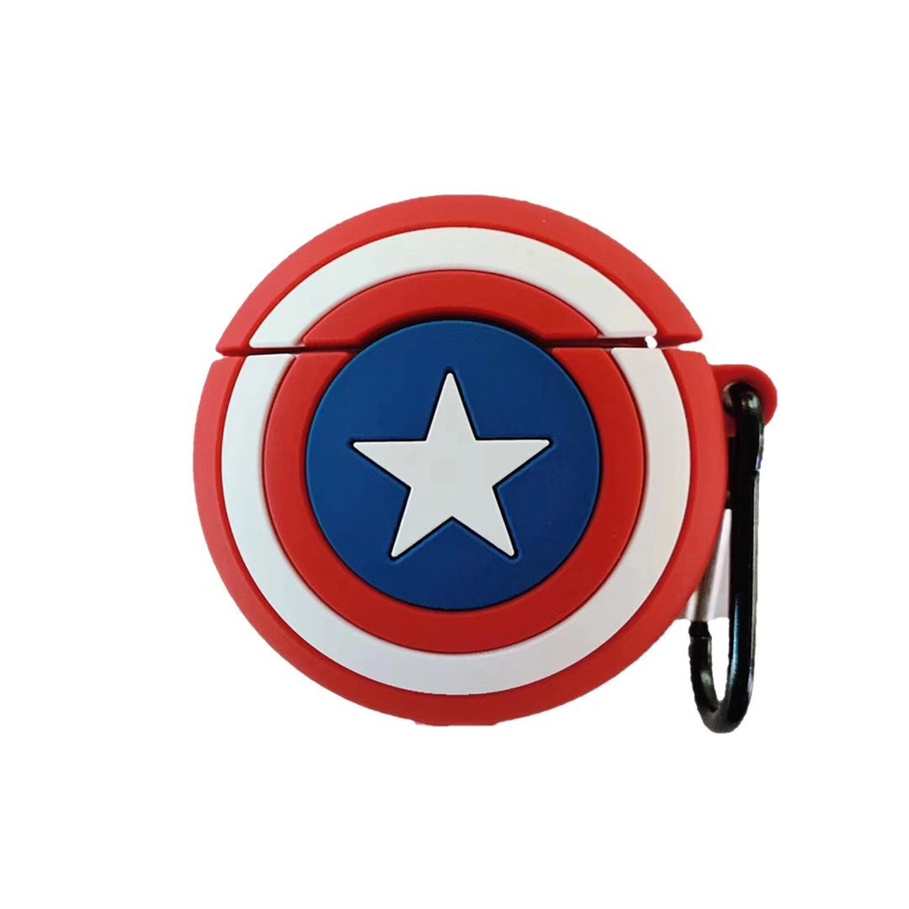 Vỏ Bảo Vệ Hộp Sạc Tai Nghe Airpods 1 / 2 / Pro Hình Khiên Captain America