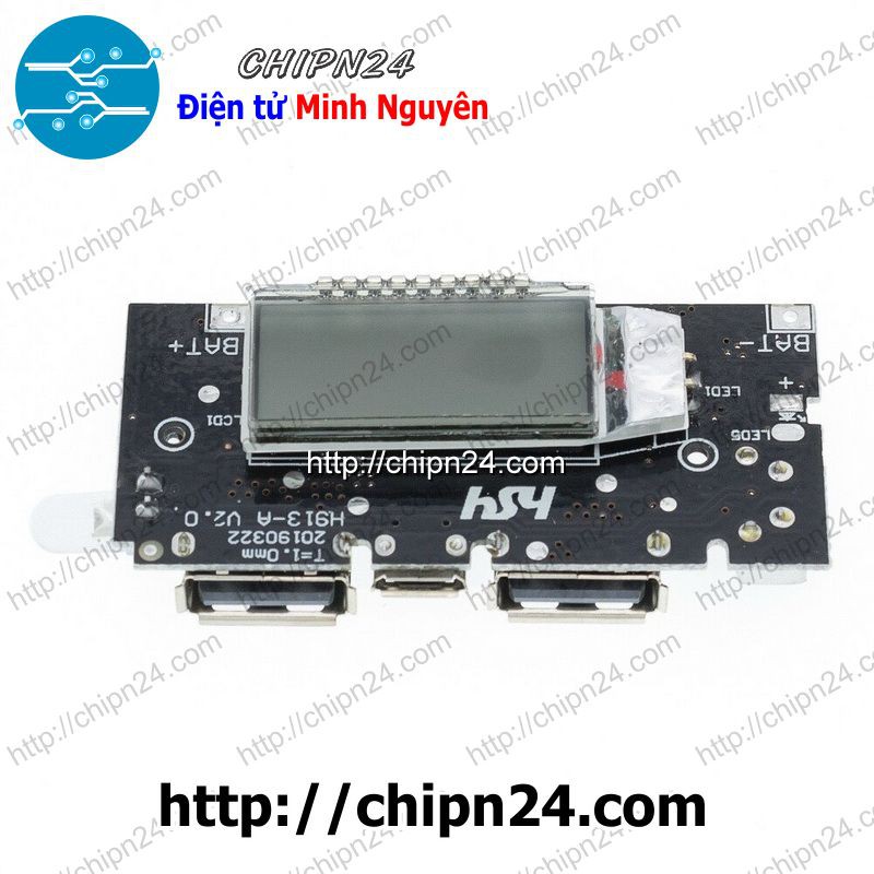 [1 pcs] Mạch sạc pin 18650 có LCD (Mạch Sạc Pin Dự Phòng 18650 V4 2 Cổng Ra, Hiển Thị LCD (Có Bảo Vệ)