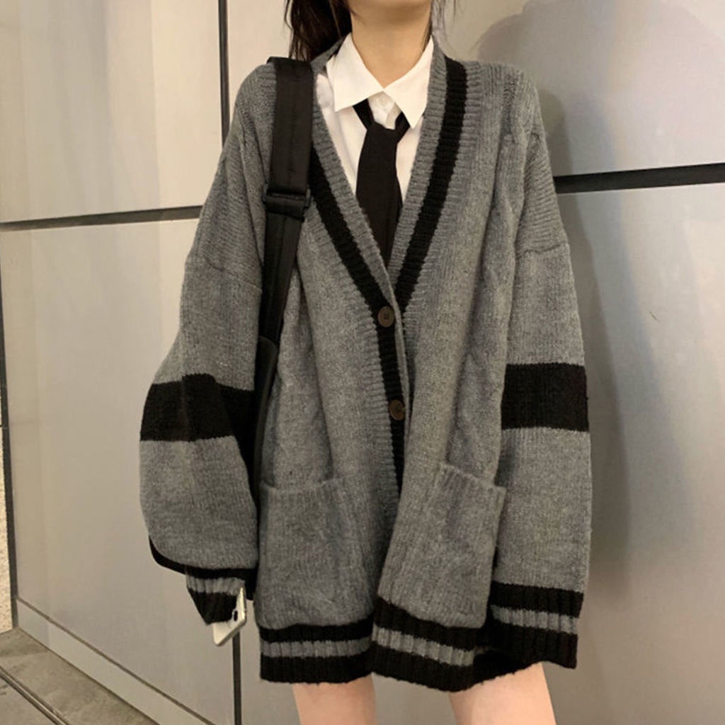 Áo Khoác cardigan Dệt Kim Dáng Rộng Cỡ Lớn Thời Trang Thu Đông Cho Nữ