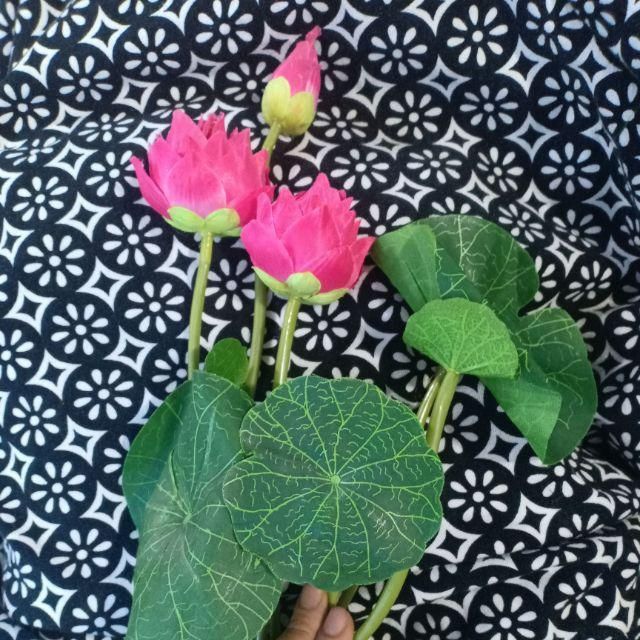 Hoa sen nhí dài 43cm - Cành hoa giả - Trang trí lọ, lẵng hoa, bánh, oản