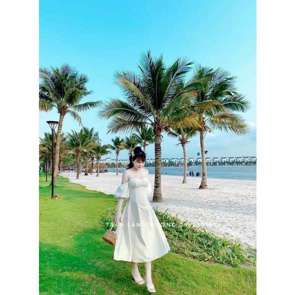 Đầm tiểu thư trễ vai xinh yêu
