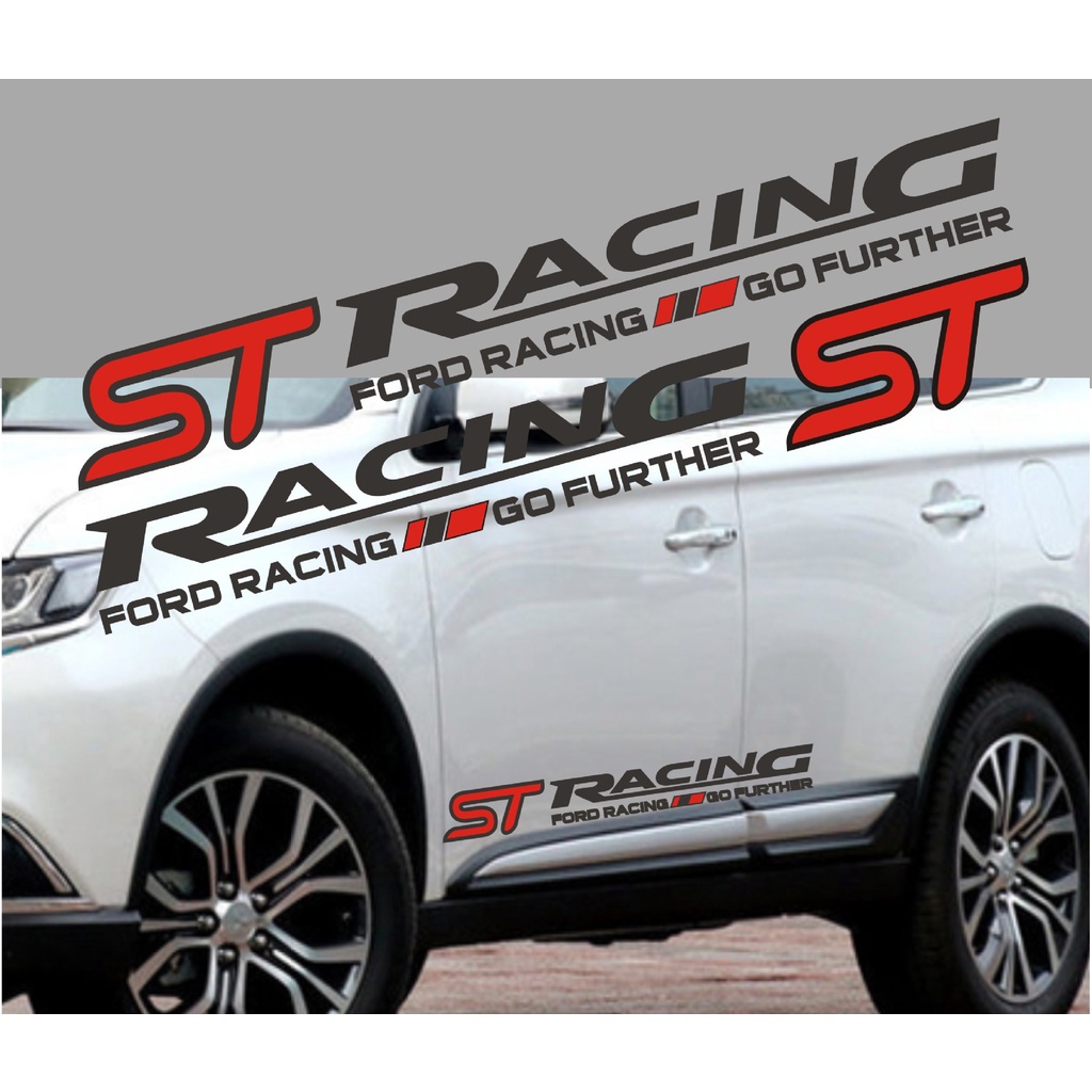 BỘ 2 Tem decal dán xe ô tô chữ " ST RACING" dán 2 bên hông xe cá tính