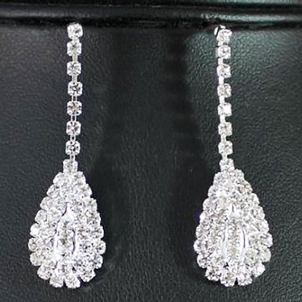 Bộ dây chuyền bông tai hình giọt nước đính đá lấp lánh sang trọng quý phái dành cho nữ