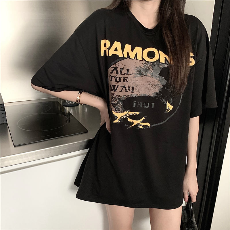 Áo thun BH tay ngắn dáng rộng thời trang phong cách hiphop dành cho nữ