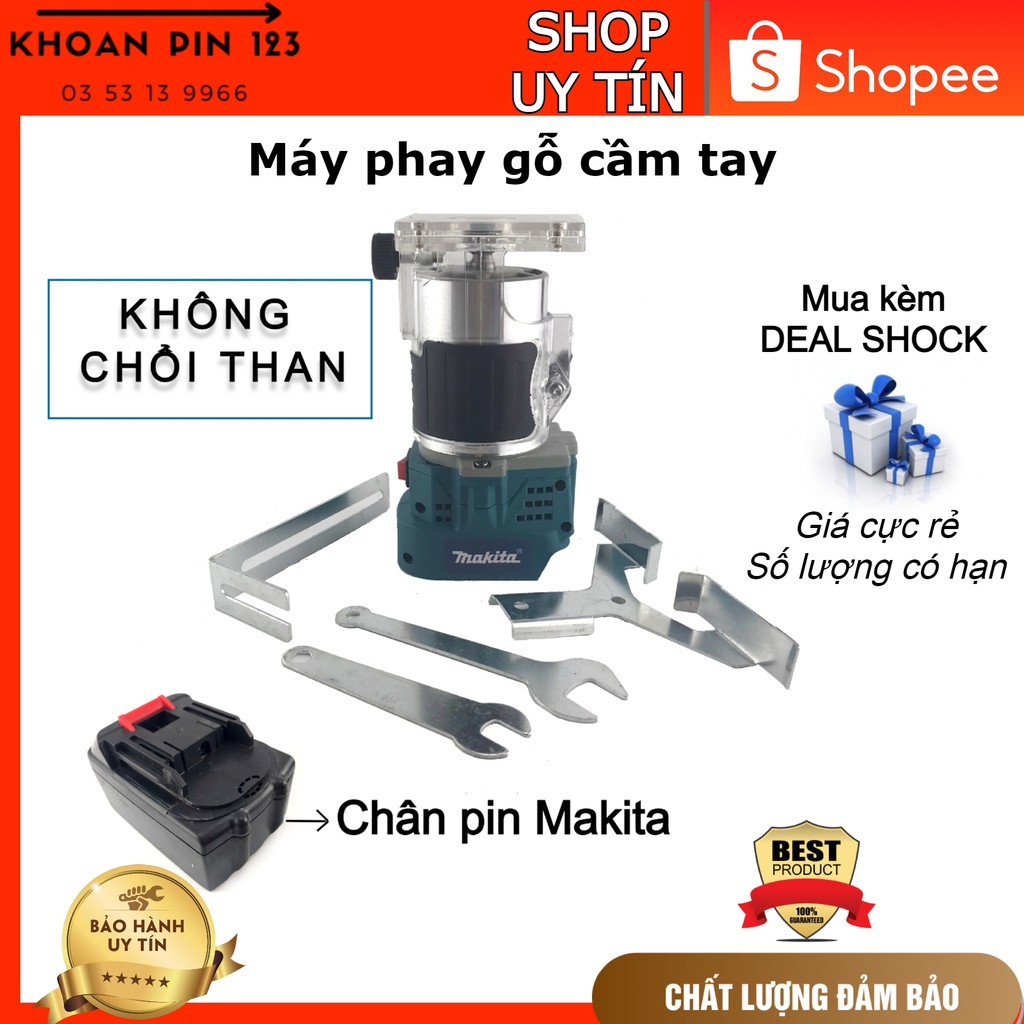 Máy phay máy soi gỗ cầm tay dùng pin Makita 18v không chổi than