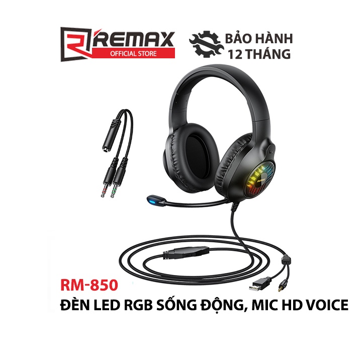 Tai nghe chụp tai game thủ Remax WarGod Series II RM-850 tích hợp LED RGB Jack 3.5mm