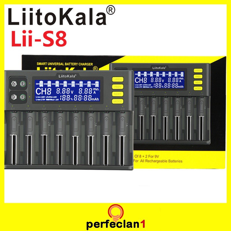 Bộ Sạc Pin Lii-S8 8 Ngăn Thông Minh Cho 26650 21700 Aa Aaa Eu