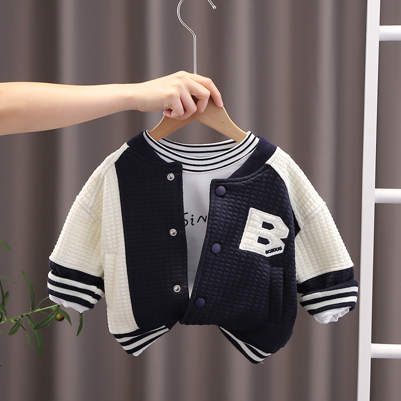 Áo Khoác Bóng Chày Phối Họa Tiết Chữ Nhỏ Xinh Phong Cách Hàn Quốc Thời Trang Mới Cho Bé Trai Và Gái 80-120cm