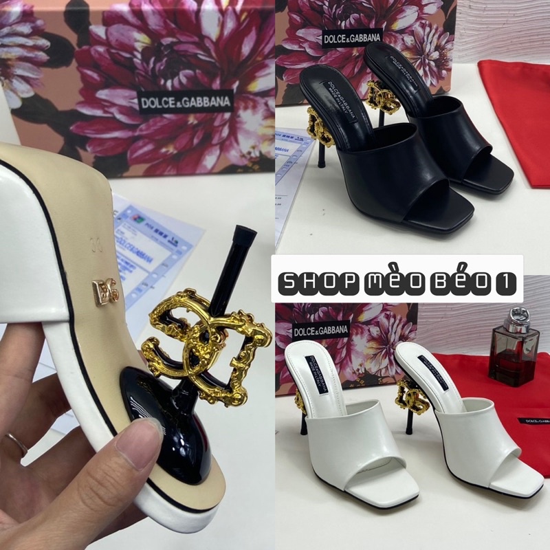 Guốc dolce DG quai ngang gót cách điệu fullbox