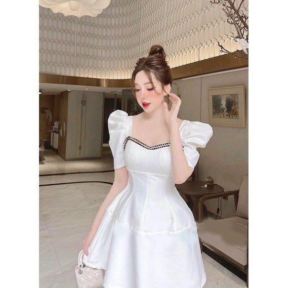 Đầm Dự Tiệc Cúp Ngực Tay Phồng Bigsize Quỳnh Anh