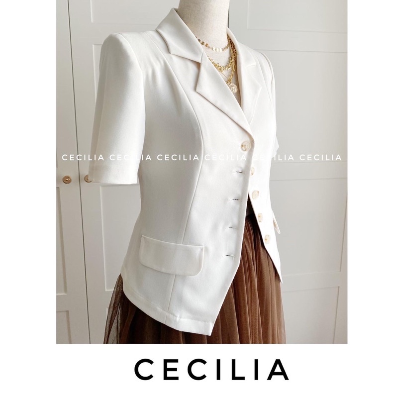 Áo sơ mi cổ vest francesca by cecilia, có đệm vai định hình - ảnh sản phẩm 2