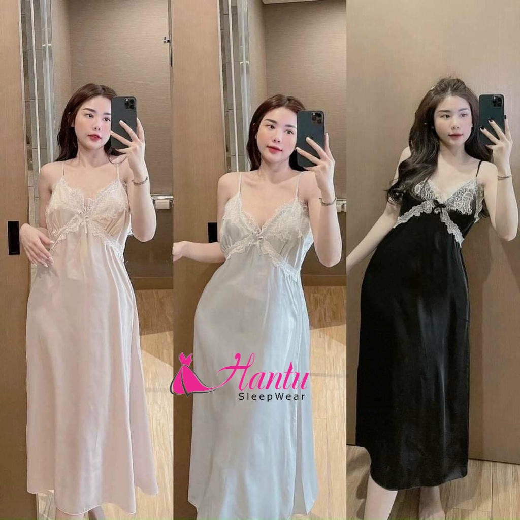 Váy ngủ lụa dáng dài phối bầu ngực ren mi sang trọng ĐỦ MÀU ĐỦ SIZE + HÀNG CÓ SẴN SỐ LƯỢNG LỚN