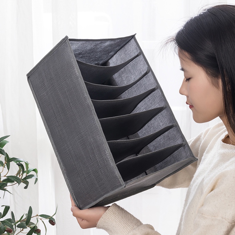 Hộp vải chia 11 ngăn đựng quần jean áo sơ mi thun thu đông đa năng khay túi vải cao cấp VNXK sắp xếp gọn gàng tủ đồ Nhật