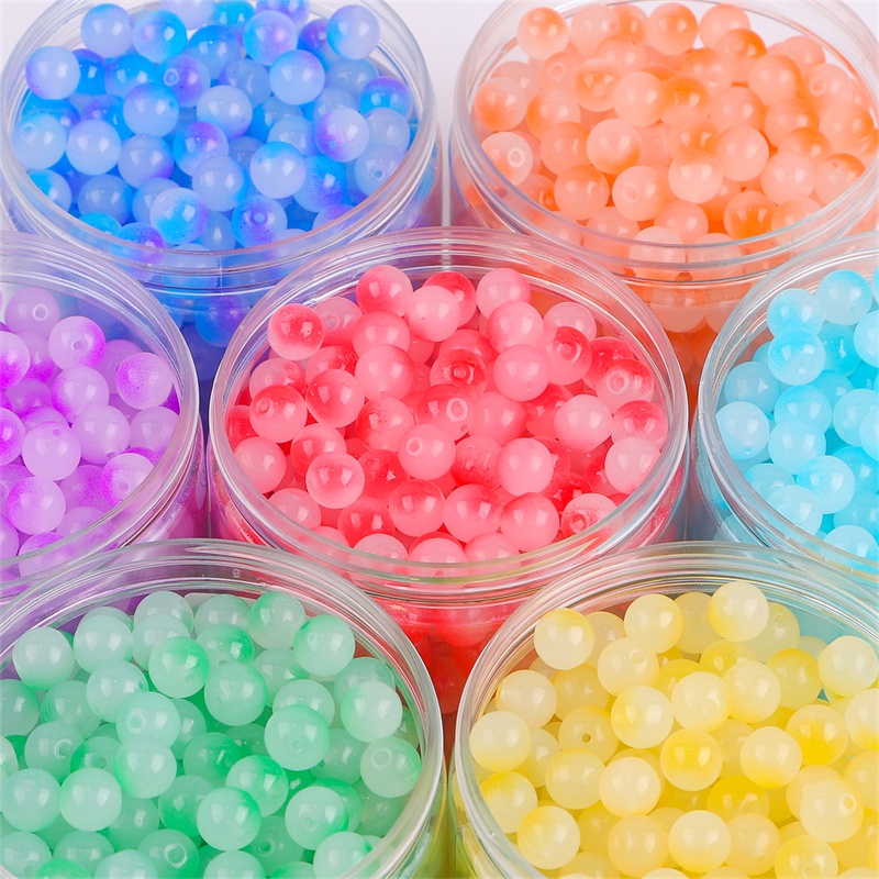 Bộ 25 hạt pha lê thủy tinh màu kẹo hỗn hợp 10mm làm trang sức thủ công