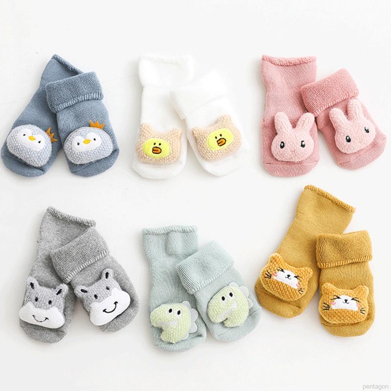 Đôi tất dày giữ ấm chống trượt 12 kiểu họa tiết hoạt hình dễ thương cho trẻ sơ sinh
