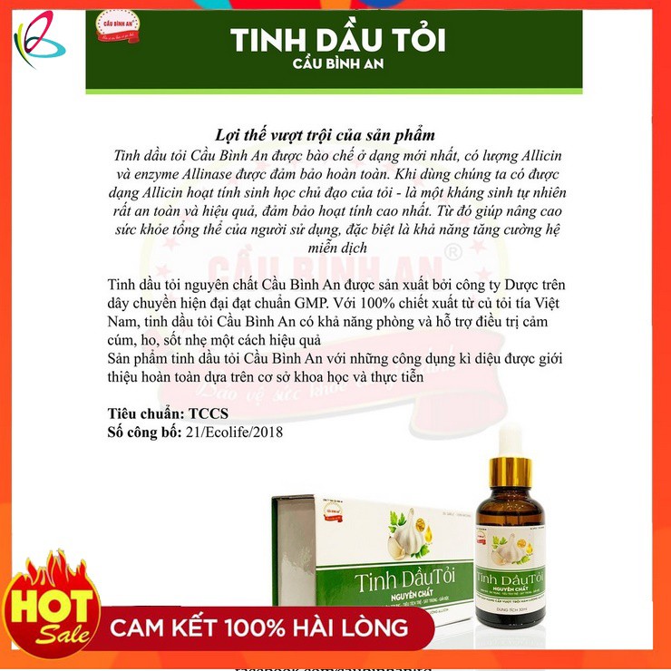 Tinh dầu tỏi cầu bình an chính hãng 30ml