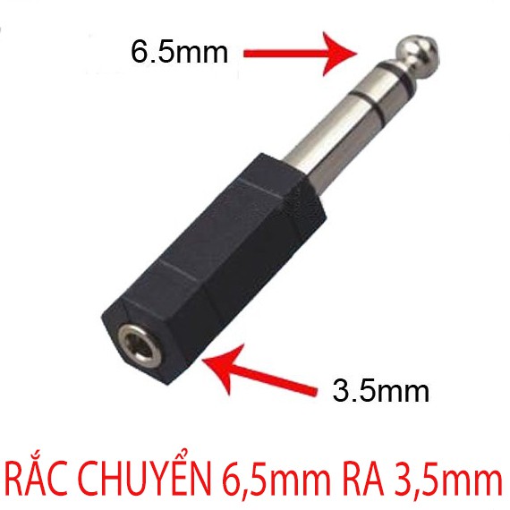 Đầu Jack Chuyển Audio Từ Cổng  6,5mm Sang 3.5 mm (1chiếc mầu đen )