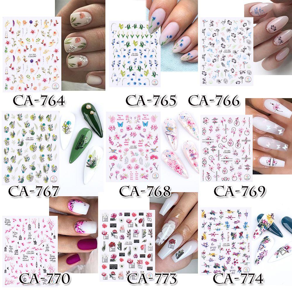 Miếng Dán Trang Trí Móng Tay Họa Tiết Hoa Anh Đào / Lá Xinh Xắn