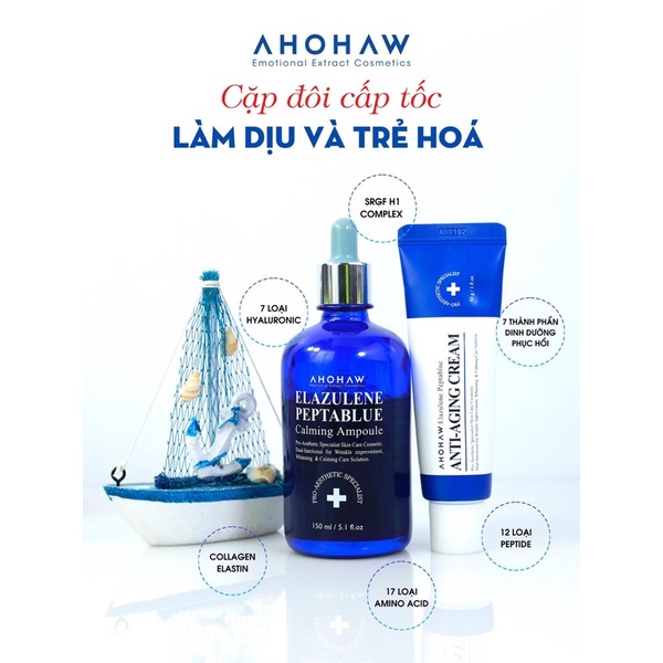 [Chính hãng]Kem dưỡng chống lão hóa,xoá nhăn,nâng cơ AHOHAW-ELAZULENE PEPTABLUE ANTI-AGING CREAM