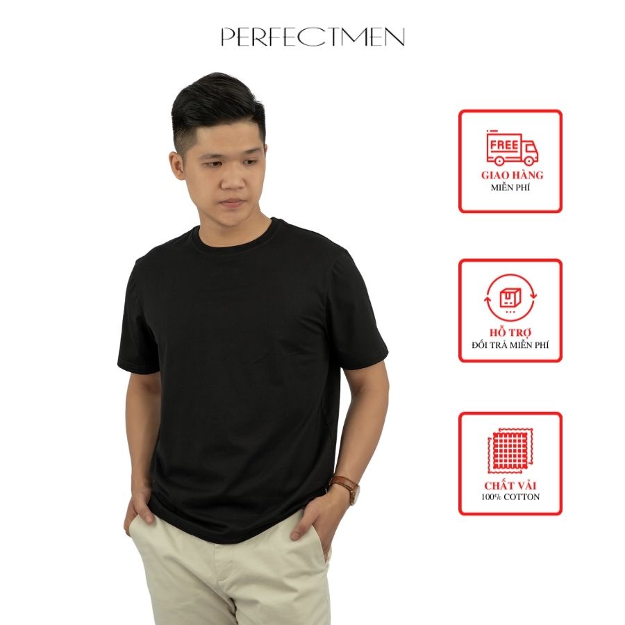 Áo thun nam cổ tròn 100% cotton PERFECTMEN phiên bản Premium 3 màu trẻ trung năng động lịch lãm