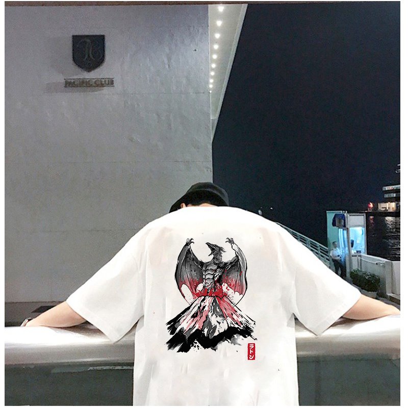 Áo thun unisex nam nữ tay lỡ họa tiết quái vật vải dày mịn 2021T3117