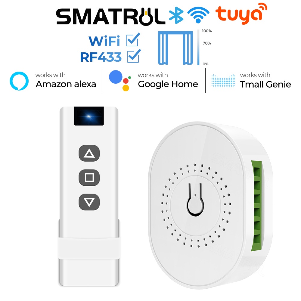 Mô đun công tắc SMATRUL dùng điều khiển từ xa rèm cửa sổ WiFi RF433 tiện dụng