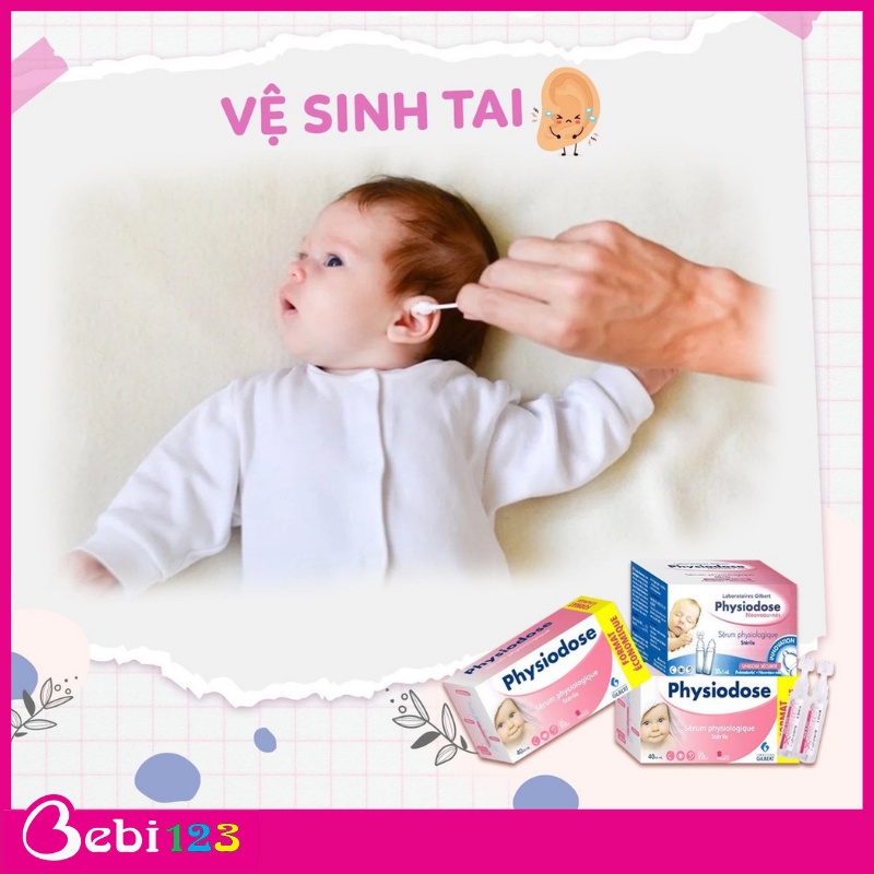Nước muối vô trùng, nước muối sinh lý Physiodose  vệ sinh cho bé mỗi ngày