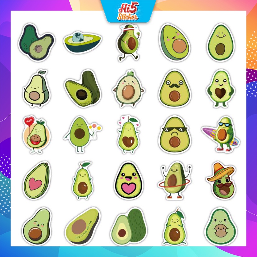 Sticker phim hoạt hình quả bơ Cực COOL ms#245