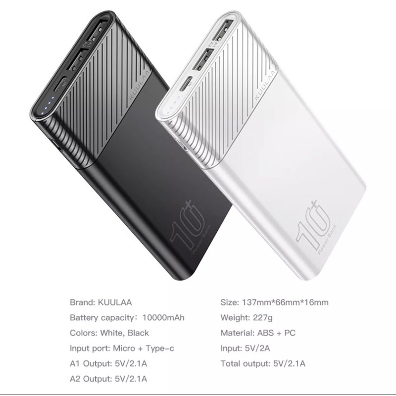 SẠC DỰ PHÒNG KUULAA 10000mah.Hỗ trợ sạc nhanh PD 18W