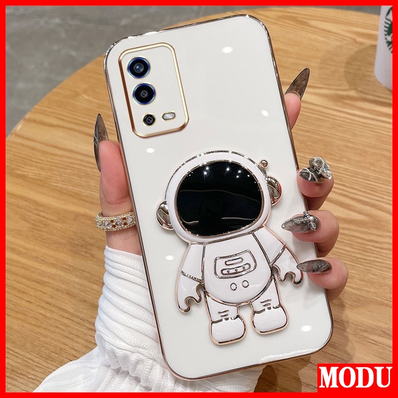 Ốp Điện Thoại Màu Macaron Có Giá Đỡ Mạ Điện Cao Cấp Cho OPPO A55 4G