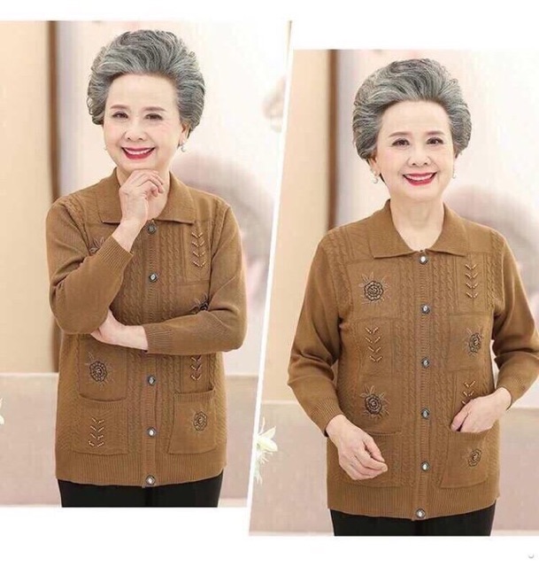 Áo len trung niên thêu hoa | BigBuy360 - bigbuy360.vn