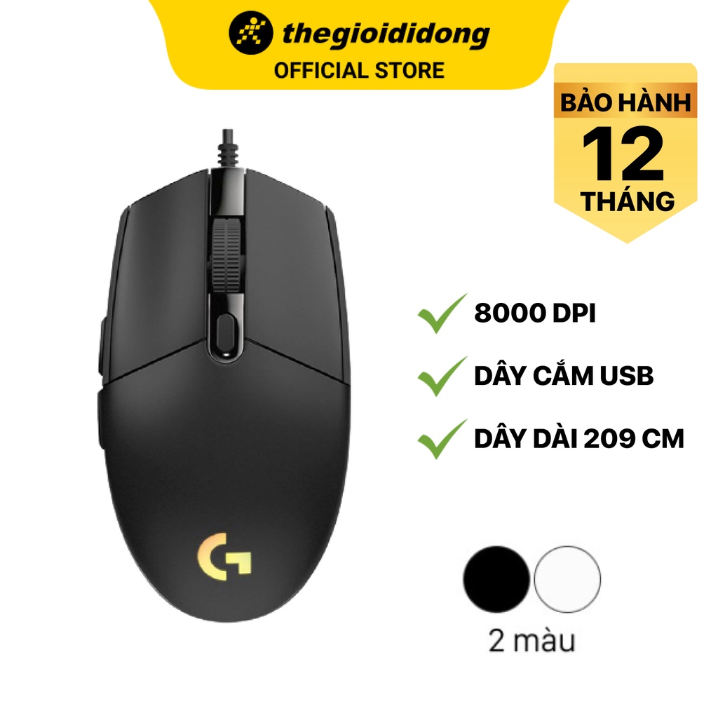 Chuột Có Dây Gaming Logitech G102 Gen2 Lightsync 8000 DPI - Hàng chính hãng - BH 12 tháng