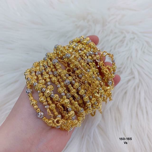 Vòng tay bi nữ 2 màu đồng non bền màu vĩnh viễn