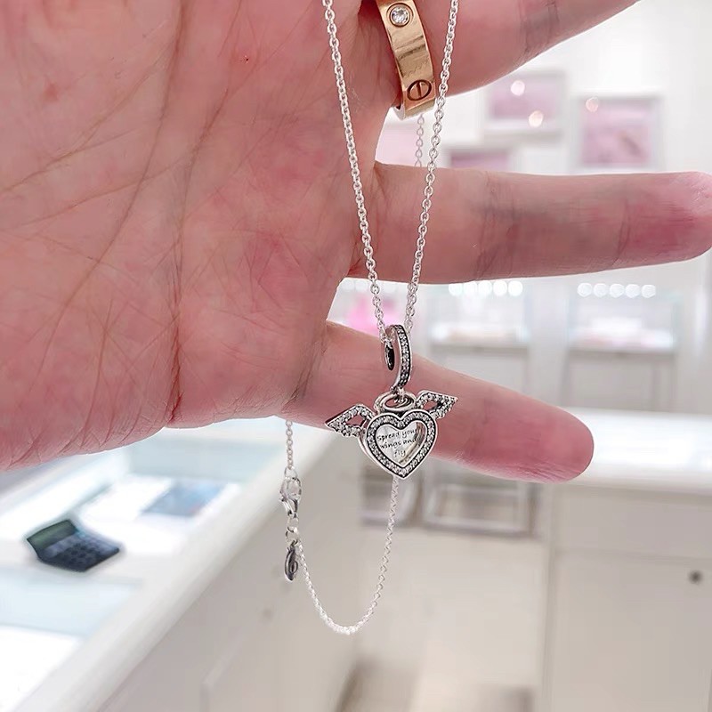 charm pan treo đôi cánh tim bạc s925