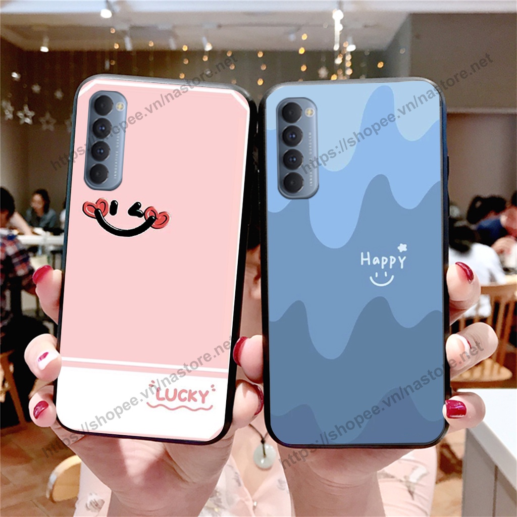 Ốp lưng Oppo Reno3 / Reno3 Pro / Reno 3 mặt cười, họa tiết caro đơn giản đẹp cute